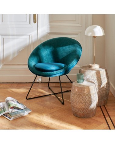 Fauteuil en velours vert émeraude