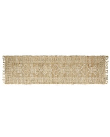 Tapis de couloir tissé en jute et coton beige 80x300