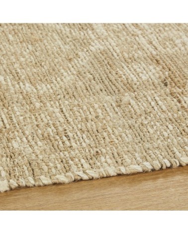 Tapis de couloir tissé en jute et coton beige 80x300