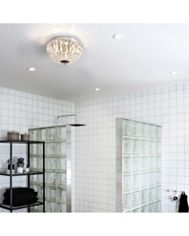 Plafonnier salle de bain 3 lumières métal/cristal D30cm