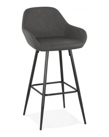 Tabouret de bar design gris et acier noir