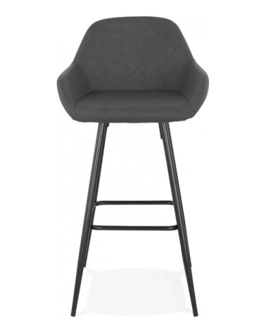 Tabouret de bar design gris et acier noir