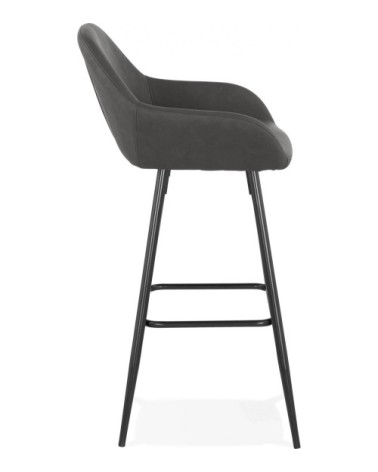 Tabouret de bar design gris et acier noir