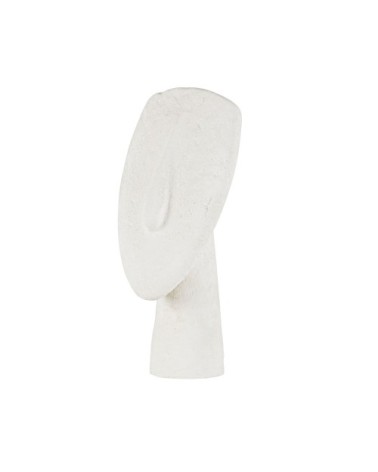 Statuette visage stylisé en ciment blanc H35