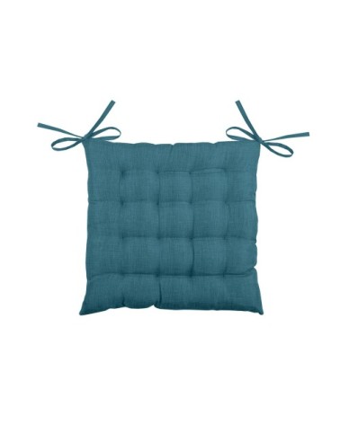 Galette de chaise unie en 16 points polyester turquoise 40 x 40