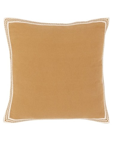 Housse de coussin en coton beige sable avec galon 40x40