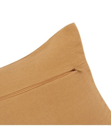 Housse de coussin en coton beige sable avec galon 40x40