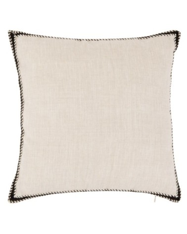 Housse de coussin en lin taupe avec galon tissé 40x40