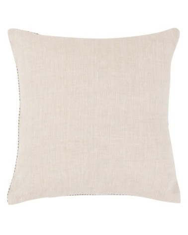 Housse de coussin en lin taupe avec galon tissé 40x40