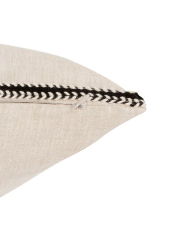 Housse de coussin en lin taupe avec galon tissé 40x40