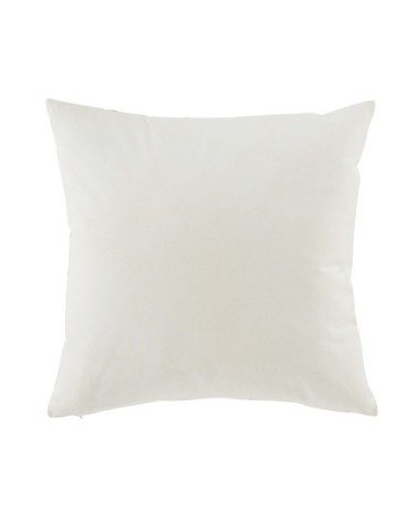 Coussin en coton motifs feuilles beiges et oiseaux terracotta 45x45