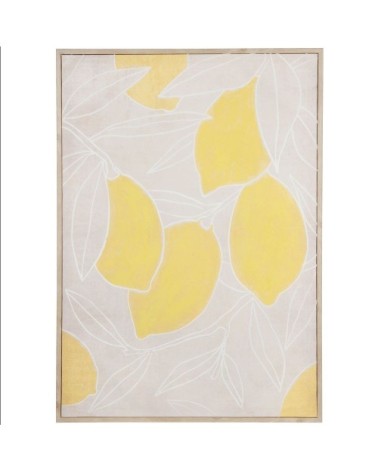 Toile imprimée et peinte citrons beige, écrue et jaune 52x72