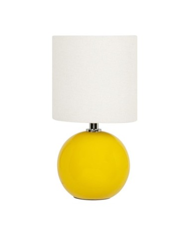 Lampe en céramique jaune et abat-jour beige