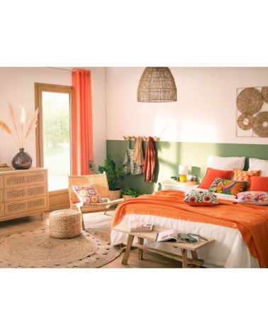 Lampe en céramique jaune et abat-jour beige