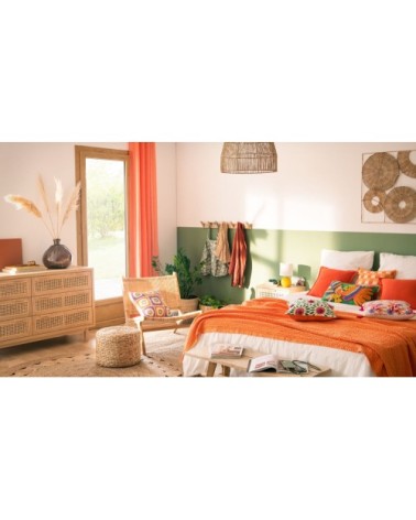 Lampe en céramique jaune et abat-jour beige