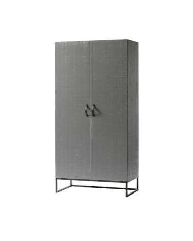 Armoire 2 portes en pin massif gris