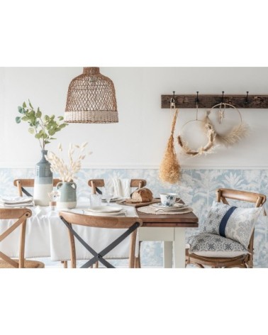 Déco murale couronne en métal, bambou et élément naturel séché 30x45