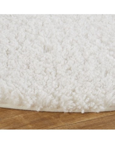Tapis rond à bouclettes blanches D160