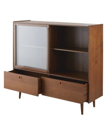 Vitrine vintage 2 portes 2 tiroirs marron