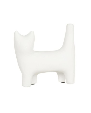 Statuette chat en ciment blanc H13