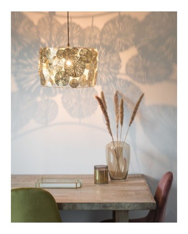 Suspension fleurs en métal ciselé doré