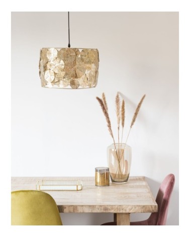 Suspension fleurs en métal ciselé doré