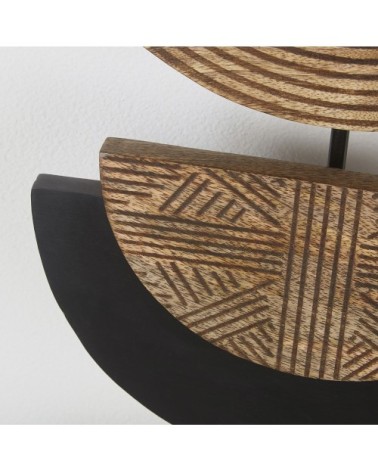 Décoration murale assemblage de 10 éléments en bois gravé et structure en métal