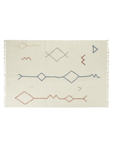 Tapis en laine, coton et bambou bleu 140x200