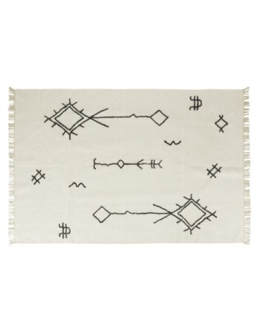 Tapis en laine, coton et bambou noir et blanc 140x200