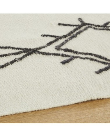 Tapis en laine, coton et bambou noir et blanc 140x200