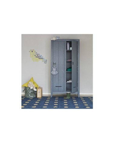 Armoire industrielle 2 portes pin gris anthracite