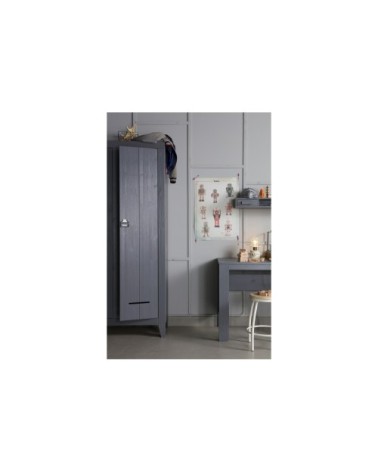 Armoire industrielle 2 portes pin gris anthracite