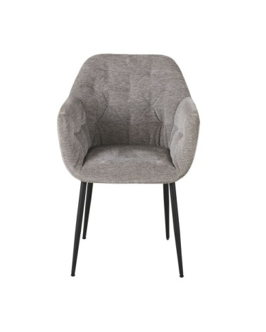 Fauteuil à dîner en velours gris clair