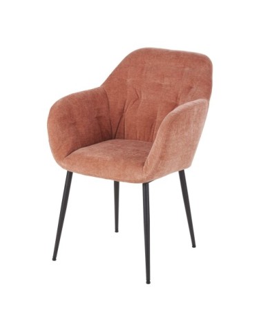 Fauteuil à dîner en velours vieux rose