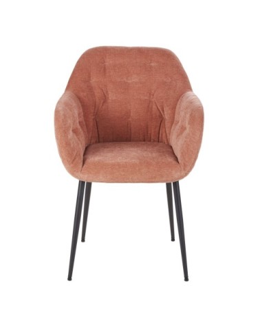 Fauteuil à dîner en velours vieux rose