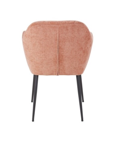 Fauteuil à dîner en velours vieux rose