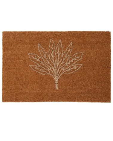 Tapis en fibre de coco imprimé feuille doré et marron 40x60