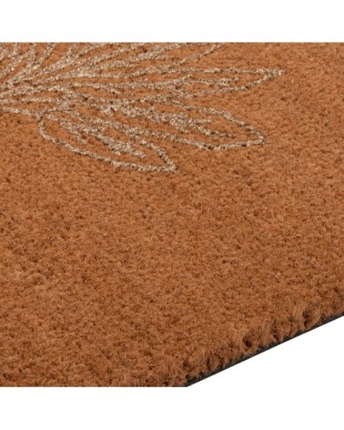 Tapis en fibre de coco imprimé feuille doré et marron 40x60