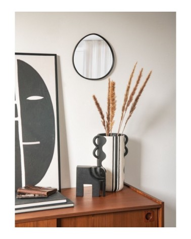 Miroir organique en métal noir 24x24