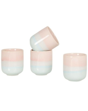 Coffret tasses (x4) en grès dégradé bleu et rose