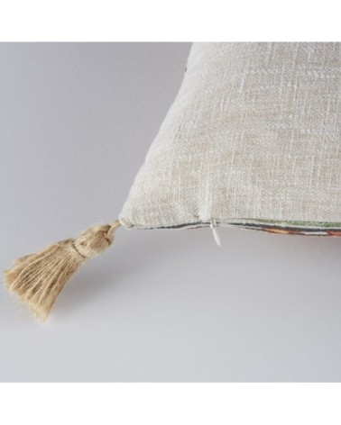 Coussin imprimé tropical écru et multicolore 30x50