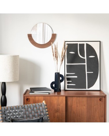 Miroir en bois de peuplier marron 42x37