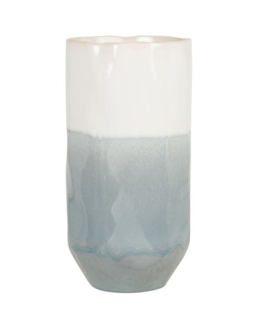 Vase en grès bicolore bleu et écru H29