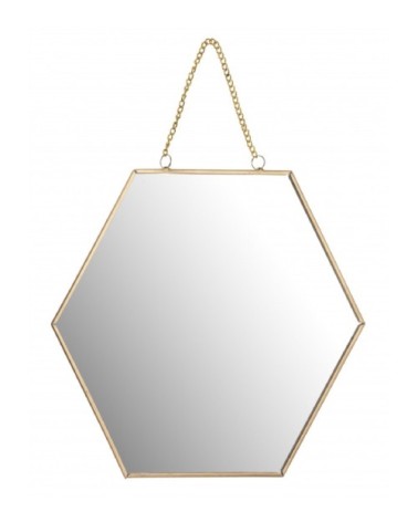 Miroir doré suspendu avec chaînette 30x26