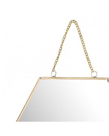 Miroir doré suspendu avec chaînette 30x26