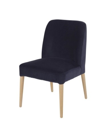 Chaise en velours bleu nuit