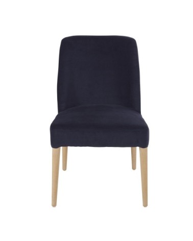 Chaise en velours bleu nuit
