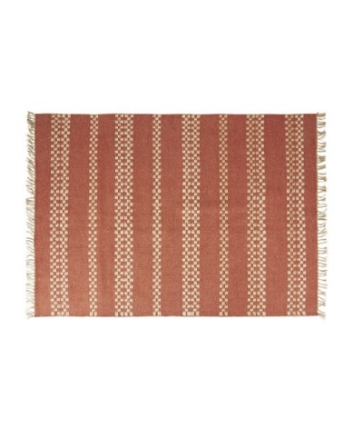 Tapis en laine, coton et jute tissés à motifs brique et beiges 140x200
