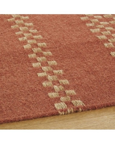 Tapis en laine, coton et jute tissés à motifs brique et beiges 140x200