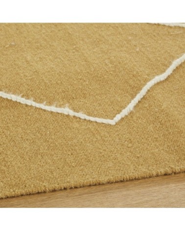 Tapis en laine, coton et bambou à motifs jaune moutarde et écrus 140x200